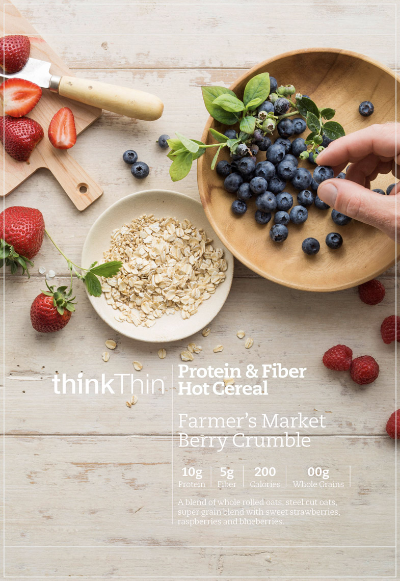 food stylist in San Francisco - Farmers market bery crumble for Think Thin protein and fiber hot cereal photographed by Eva Kolenko photographer