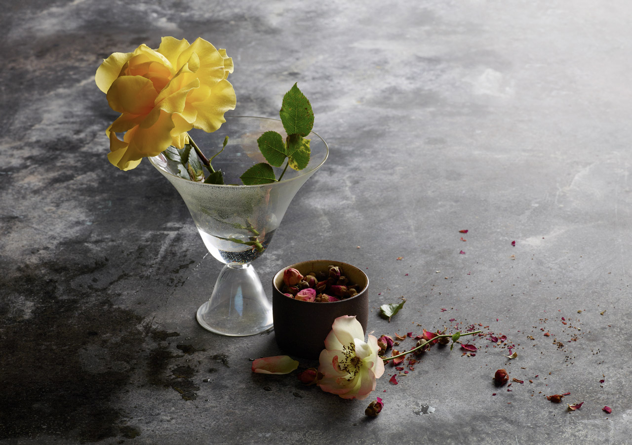 food stylist in San Francisco - Fresh roses - Ingredients Robert Valentine art director - Skin Rx advertising photographed by Laurie Frankel photographer