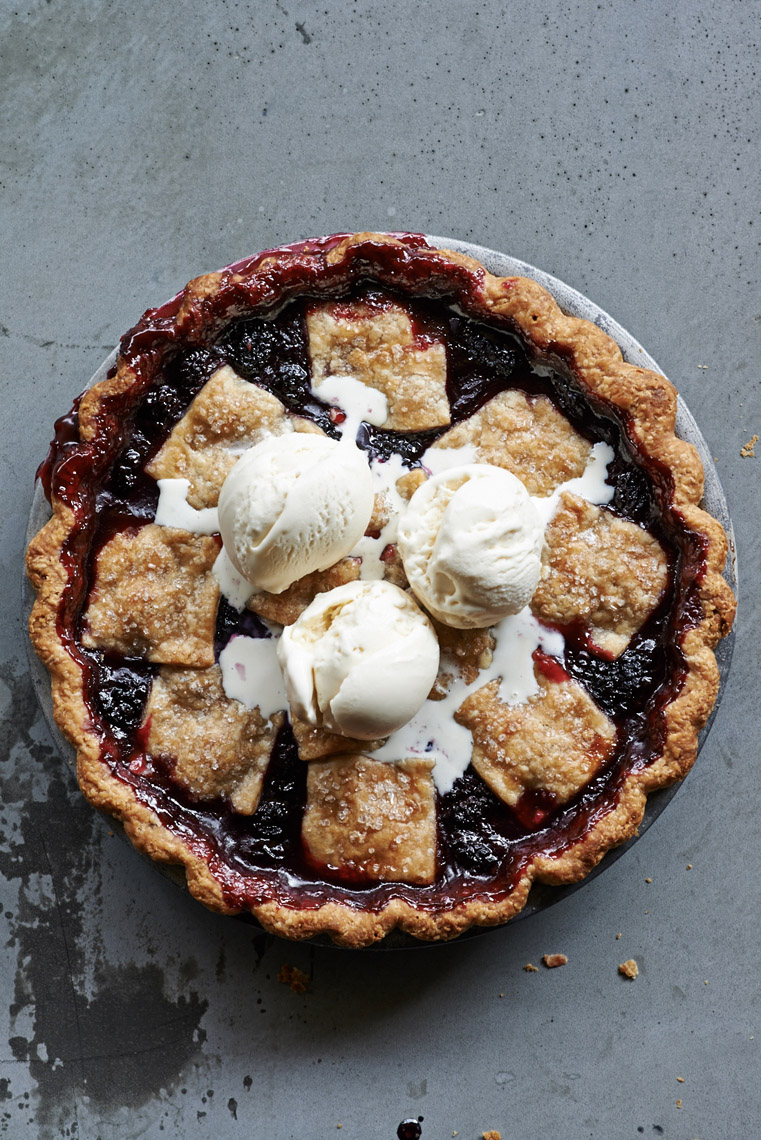 food stylist in San Francisco - Anjou Bakery’s Marionberry Pie Sunset Magazine - 50 All-time best test kitchen recipes photographed by Peden & Munk