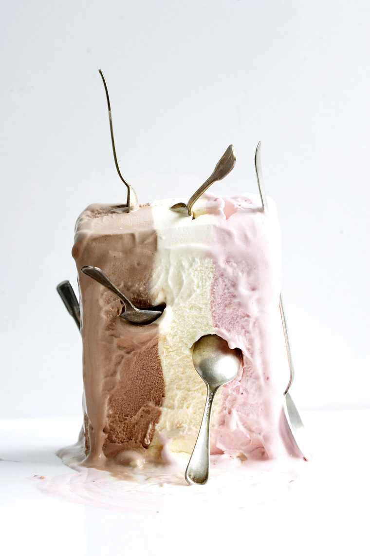 food stylist in San Francisco - one gallon Napolean ice cream part. conceptual personal work photographed by Todd Tankersley