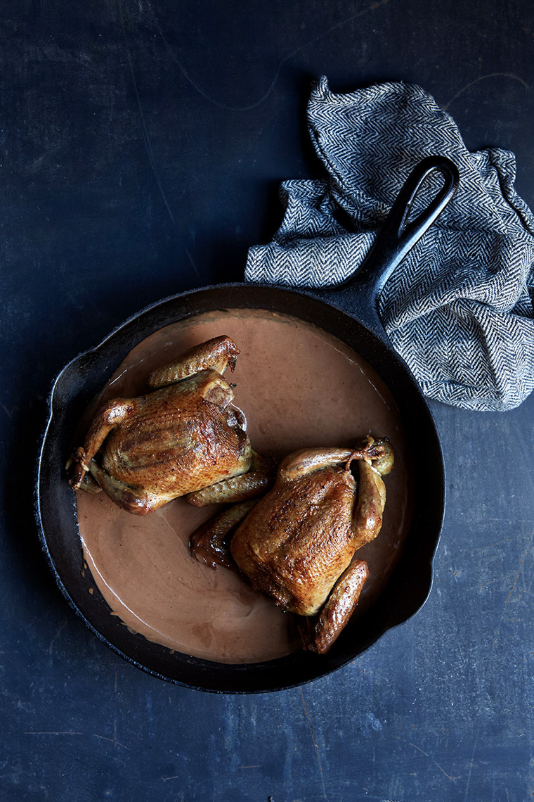 food stylist in Berkeley - Cornish game hens for James Beard Award winning-Bitter Cookbook photographed by Aya Bracket Photography