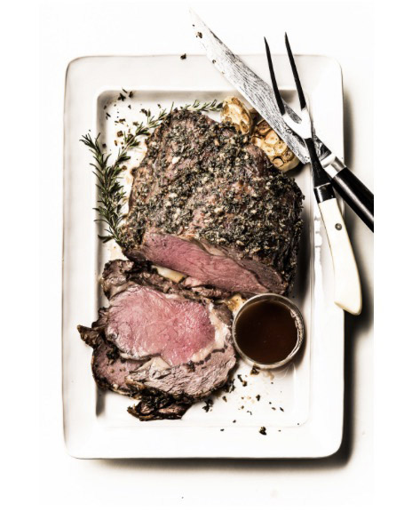 Robyn Valafood stylist in Dallas Texas - Boneless Herb crusted roast beef for Central Market banner AdvertisingCentral Market banner Advertising photographed by Manny Rodriguezrik San Francisco Based Food & Drink Stylist - beef, roast, rare, medium, crust, red, pink, carved, platter, rosemary, herbs, salt, pepper, recipe, ingredients, simple, holiday, entertaining, carving, fork, knife, juicy, grass-fed, organic, grass-finished, food-photography 