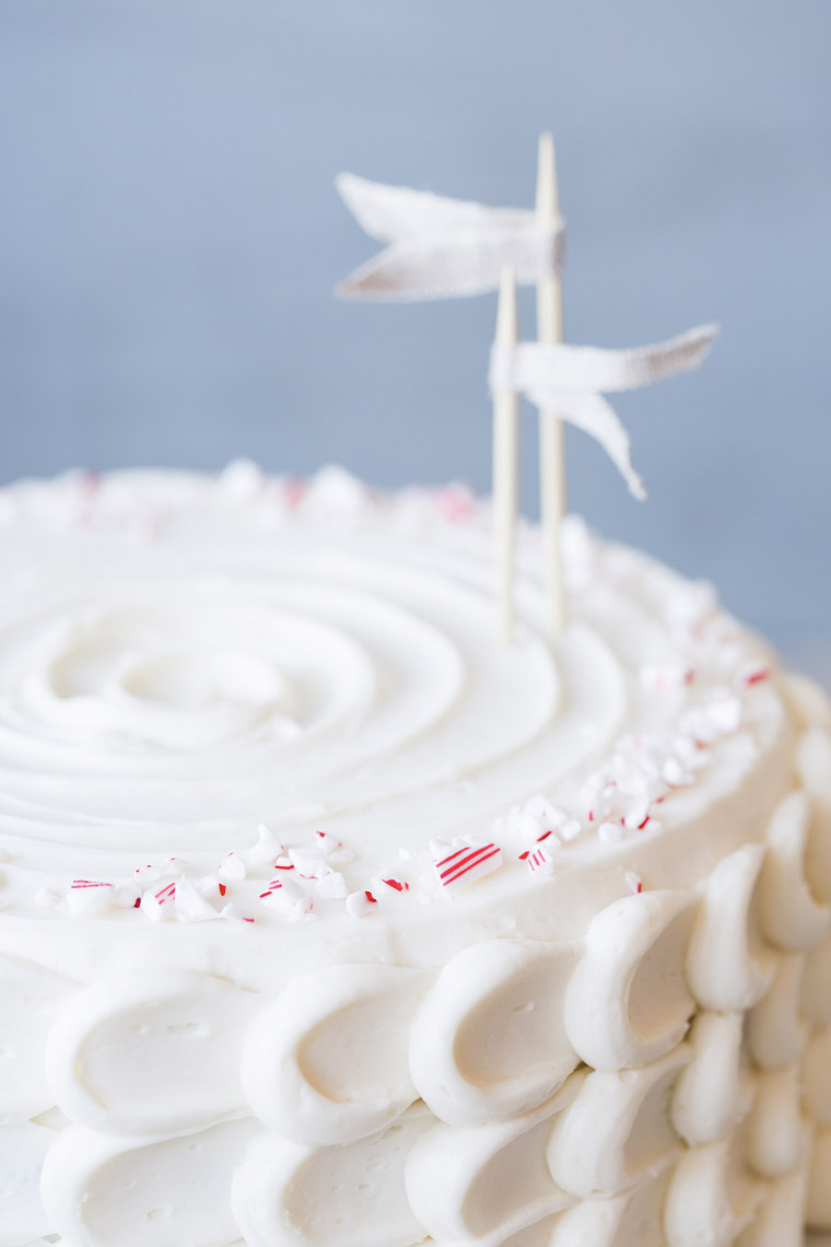 food stylist in San Francisco - White chocolate peppermint cake for Let us All eat Cake cookbook - Catherine Ruehle author photographed by Erin Kunkel Photographer