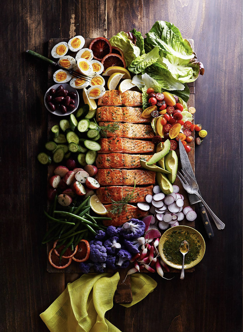 food stylist in San Francisco - Brunch of wild salmon and crudite platter by Sue Tallon