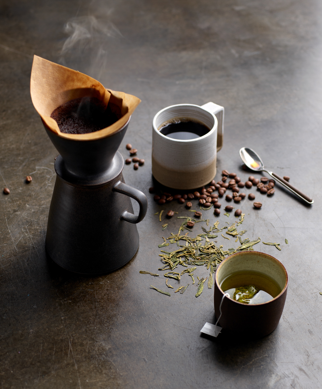 food stylist in San Francisco - Pour over coffee - Caffeine ingredeint for Skin Rx adverising Robert Valentine art director photographed by Laurie Frankel photographer