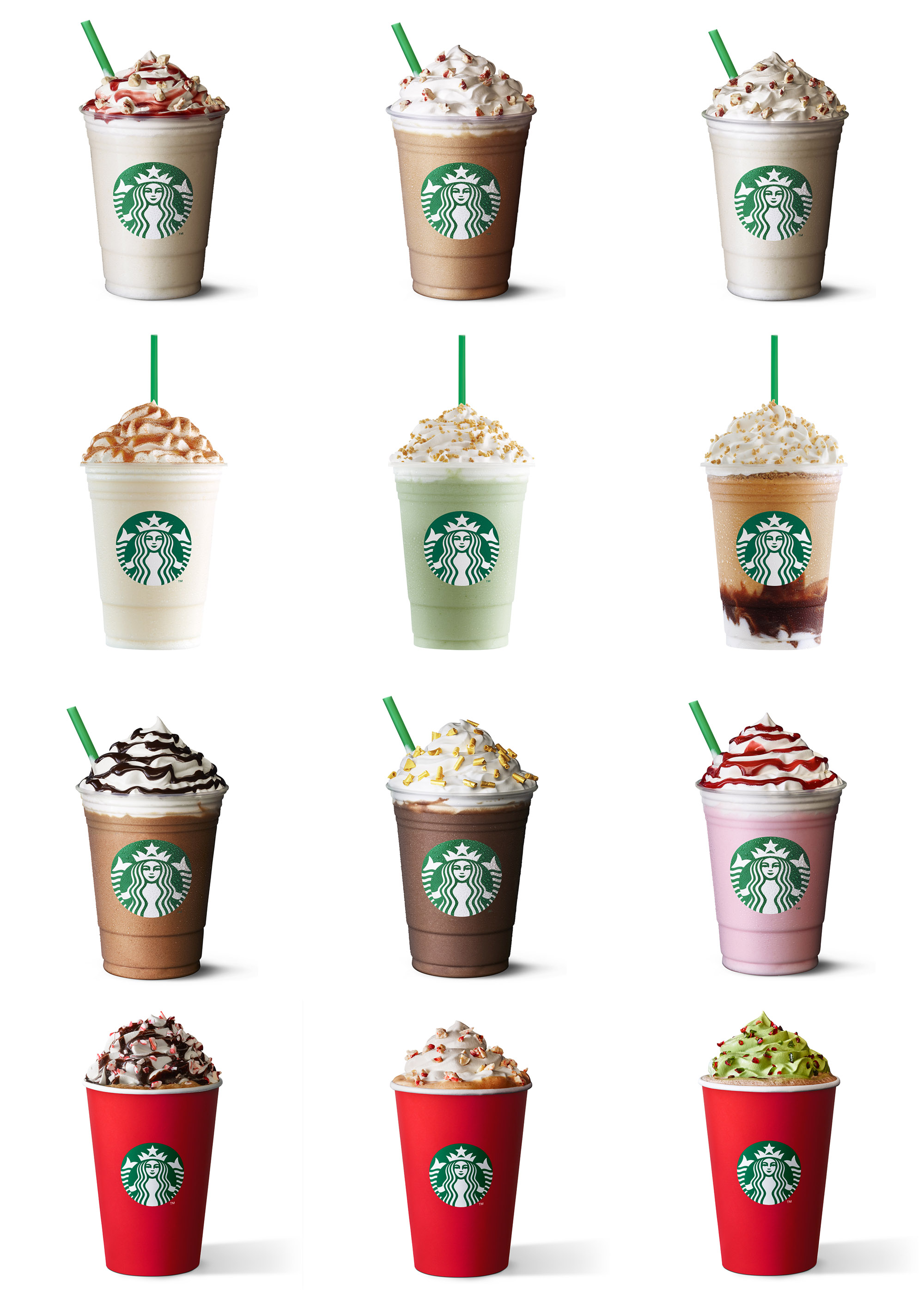 food stylist in Seattle - Frappucino varieties for the Holidays Starbucks menu boards advertising photographed by Annabelle Breakey photographer