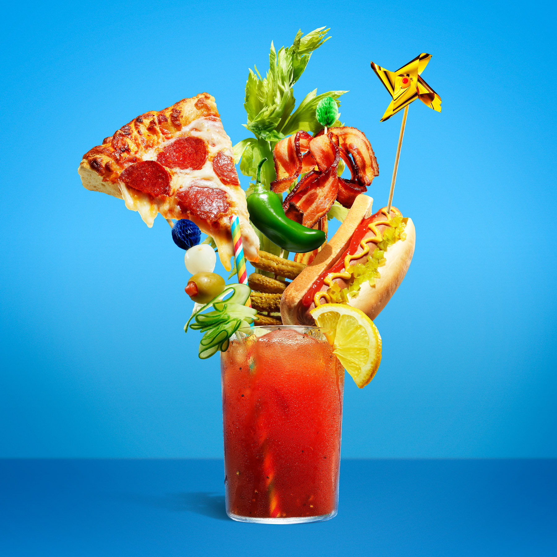 food stylist in San Francisco - Bloody mary with crazy garnishes - over-the-top cocktails, photographed by Annabelle Breakey photographer